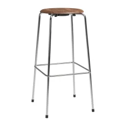 Bar Stools^Fritz Hansen High Dot bar stool, Walnut-chrome BrownSilver-coloured