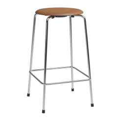 Fritz Hansen High Dot counter stool 4 legs, Wild leather walnut-chrome BrownSilver-coloured