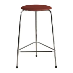 Outlet Fritz Hansen High Dot stool leather, Chestnut Brown