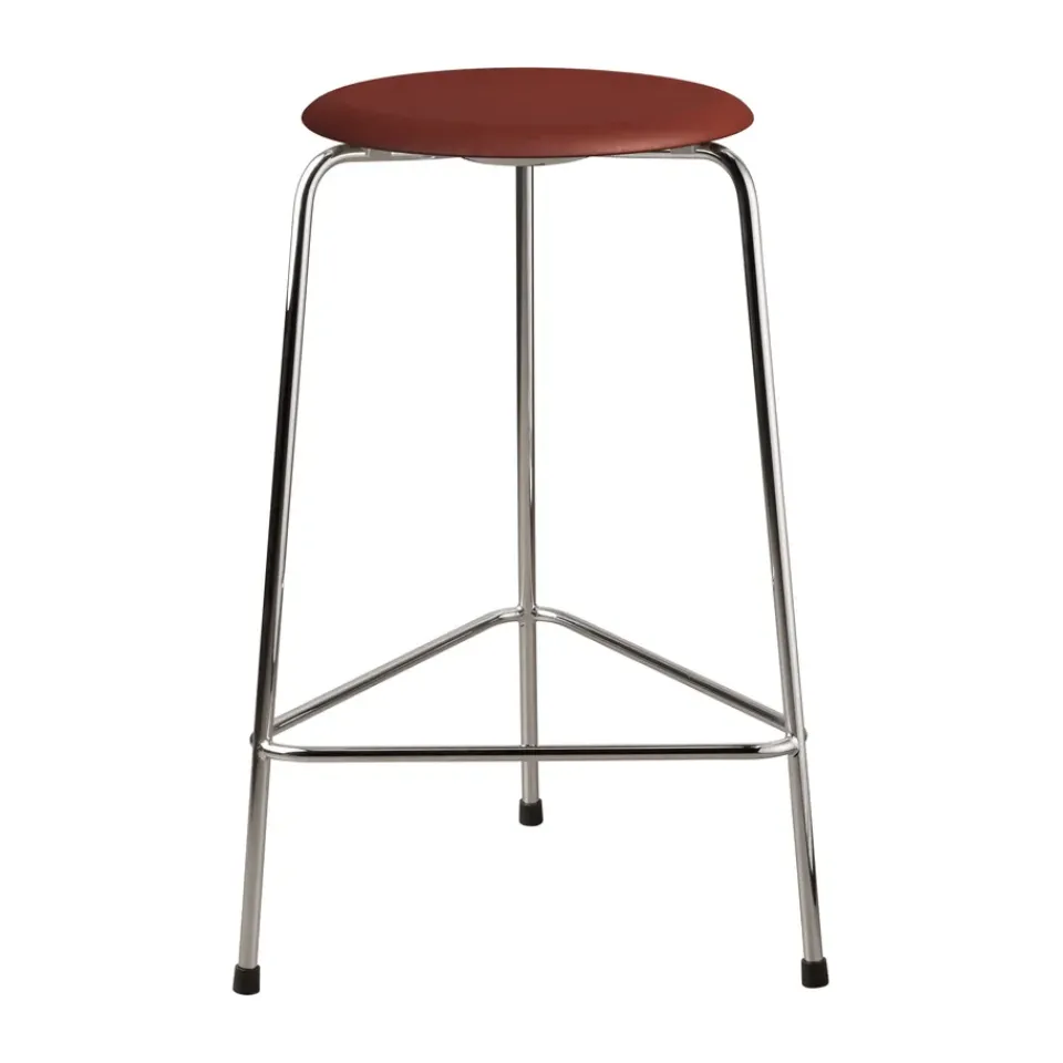 Outlet Fritz Hansen High Dot stool leather, Chestnut Brown