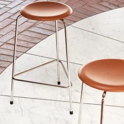 Best Fritz Hansen High Dot stool leather, walnut Brown
