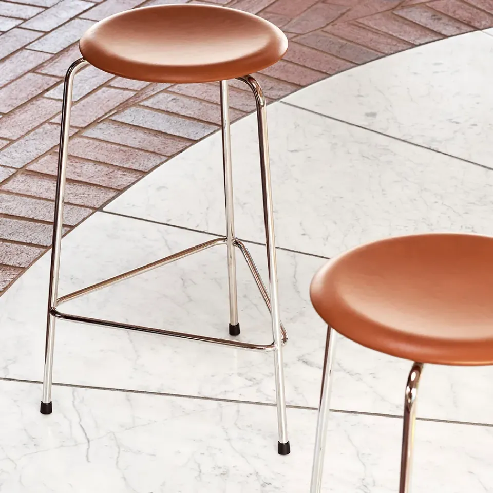 Best Fritz Hansen High Dot stool leather, walnut Brown