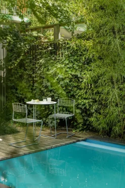 Table For Outdoor Use^Grythyttan Stålmöbler High Tech table, -hot-dip galvanized stand, Ø60 cm White