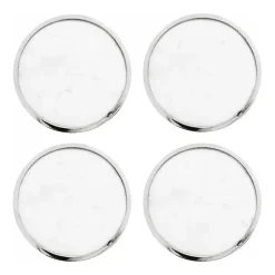 Coasters^Hilke Collection coaster 4-pack, White marble-nickle plated brass Silver-colouredWhite