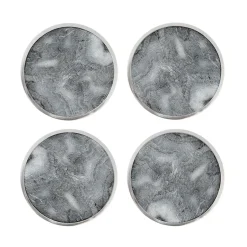 Online Hilke Collection coaster Ø10 cm 4-pack, Marble-gray-nickel Grey