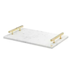 Trays^Hilke Collection tray 40.5x25.5 cm, marble-solid brass White