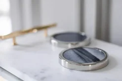 Trays^Hilke Collection tray 40.5x25.5 cm, marble-solid brass White