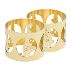 Napkin Rings & Holders^Hilke Collection Hilke X Moomin napkin rings Moominpappa 2-pack, Nickel-plated brass Gold-coloured