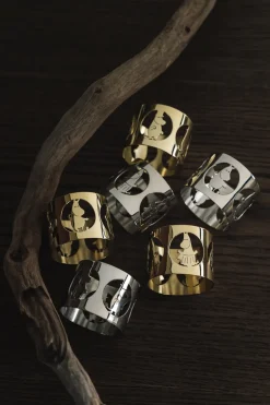 Napkin Rings & Holders^Hilke Collection Hilke X Moomin napkin rings Moominpappa 2-pack, Nickel-plated brass Gold-coloured
