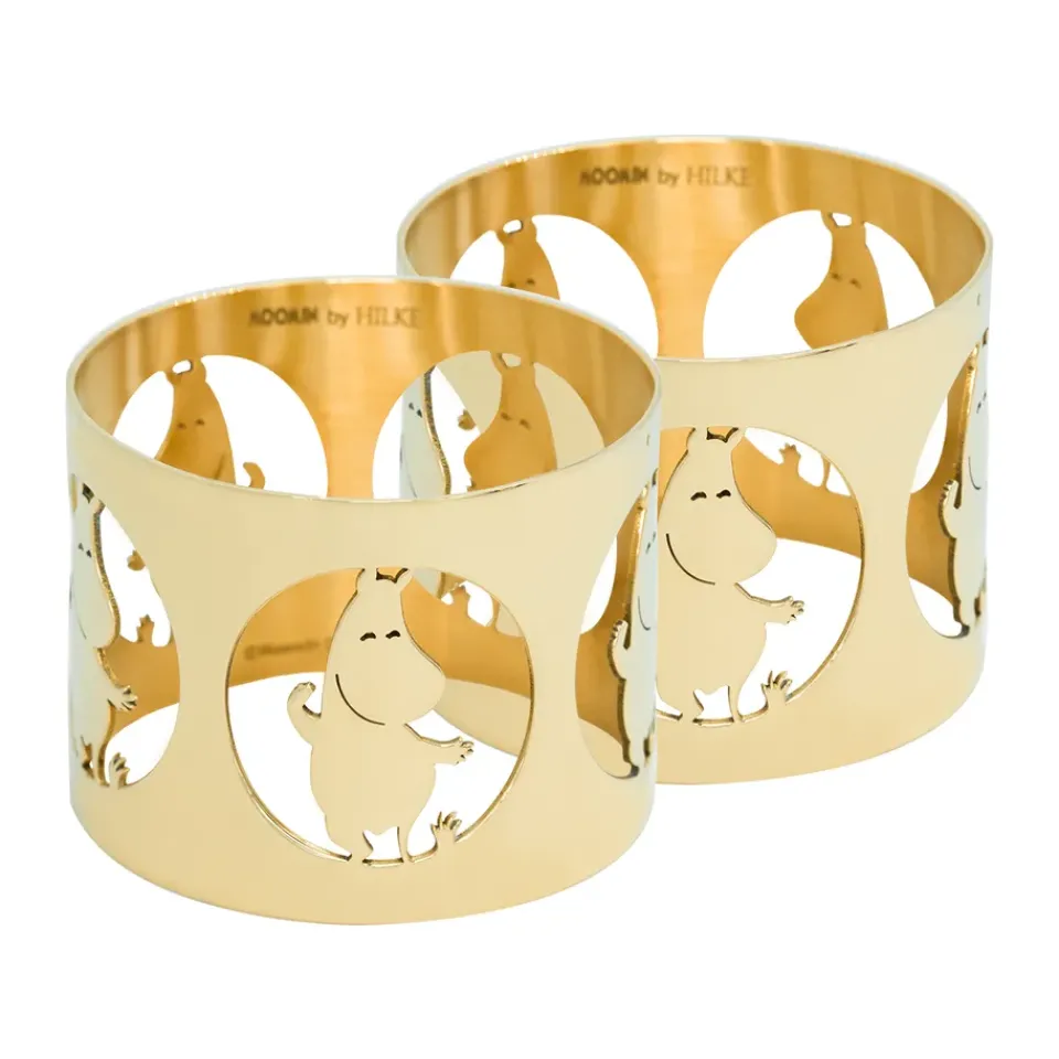 Clearance Hilke Collection Hilke X Moomin Napkin Rings Moomintroll 2-pack, Brass Gold-coloured