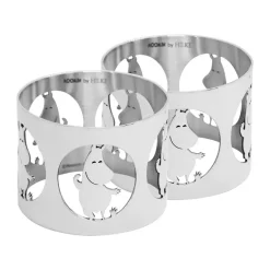 Napkin Rings & Holders^Hilke Collection Hilke X Moomin Napkin Rings Moomintroll 2-pack, Nickel-plated brass Silver-coloured