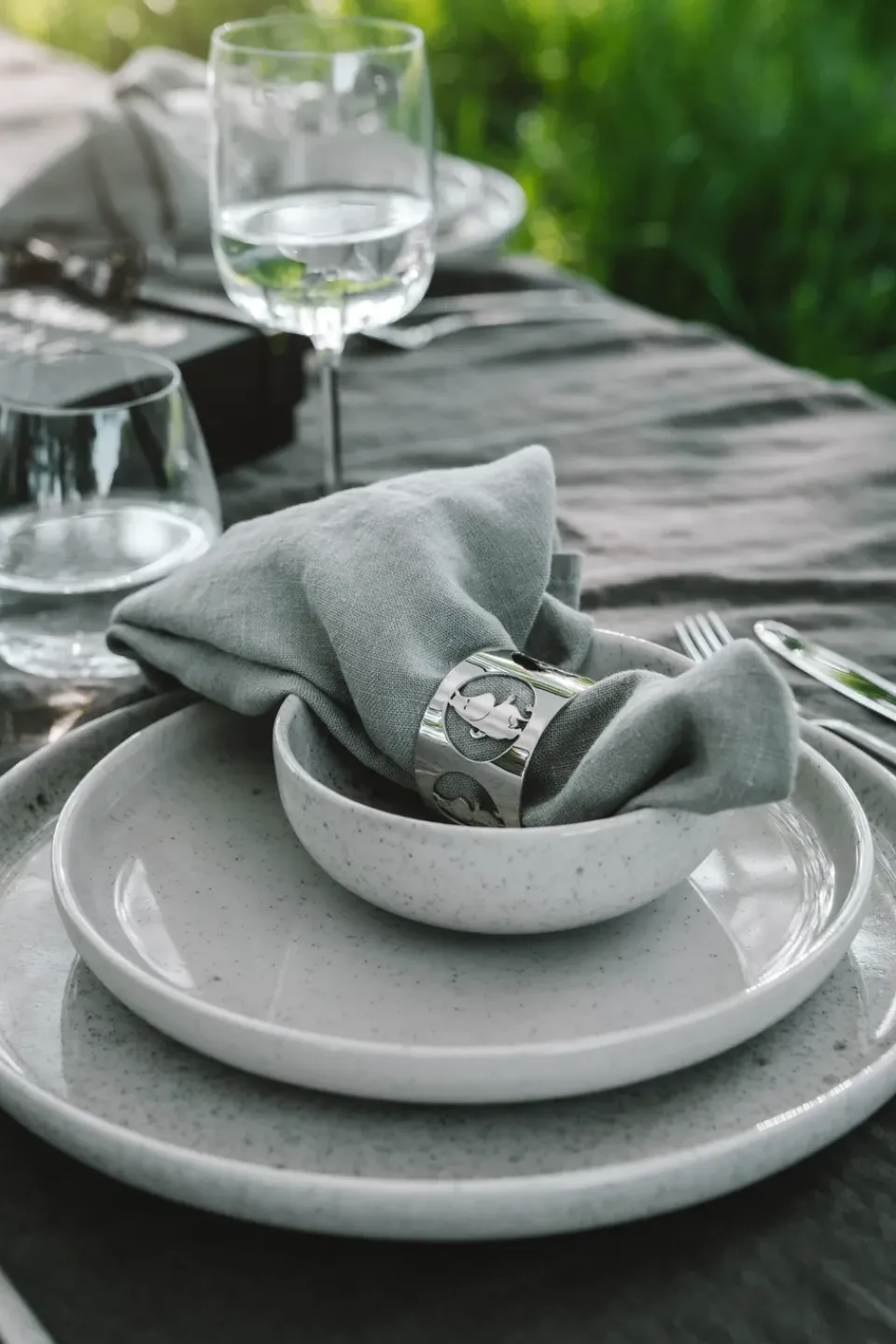 Napkin Rings & Holders^Hilke Collection Hilke X Moomin Napkin Rings Moomintroll 2-pack, Nickel-plated brass Silver-coloured