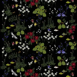 Fabric By The Metre^Arvidssons Textil Himlajorden fabric, black BlueGreenRedBlack