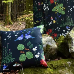 Fabric By The Metre^Arvidssons Textil Himlajorden fabric, black BlueGreenRedBlack