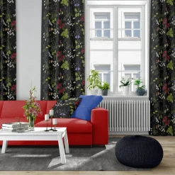 Fabric By The Metre^Arvidssons Textil Himlajorden fabric, black BlueGreenRedBlack