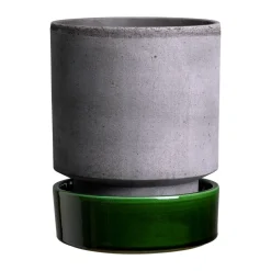 Flower Pots^Bergs Potter Hoff pot, Ø14 cm, Raw Grey-Emerald Green GreyGreen
