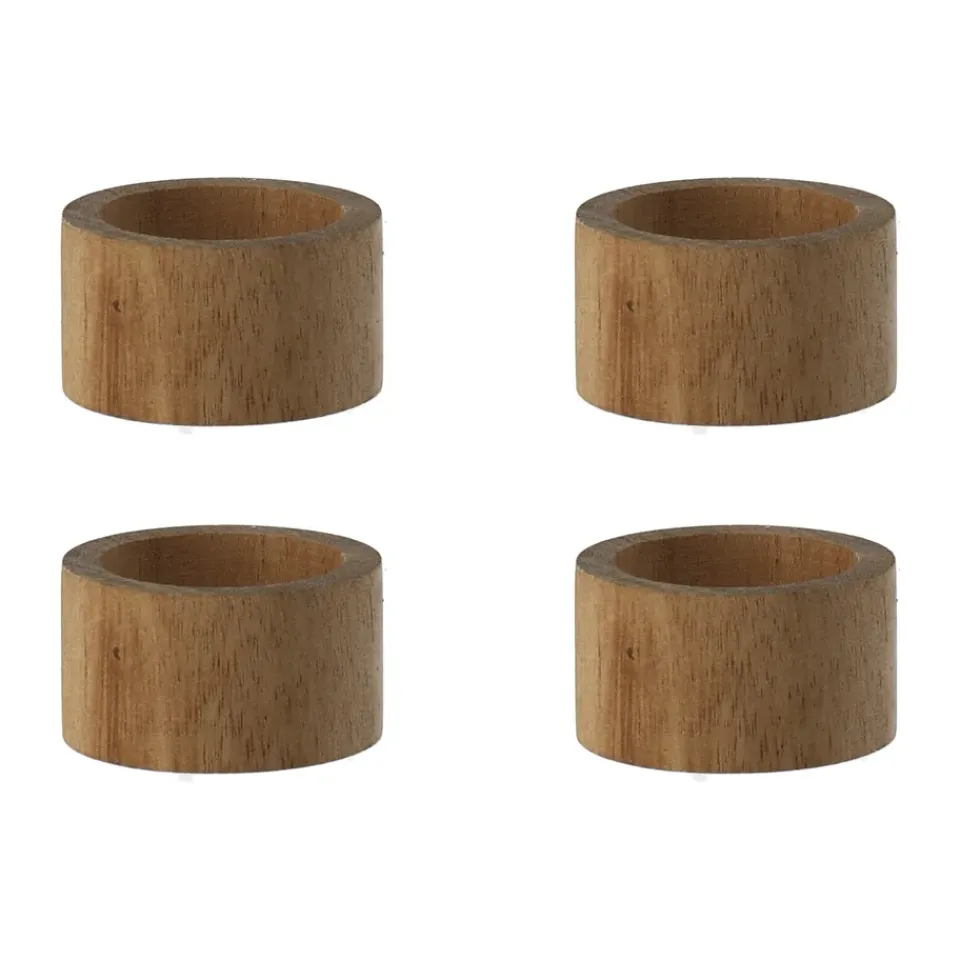 Napkin Rings & Holders^Scandi Living Hollow napkin ring Ø5 cm 4-pack, Acacia Brown