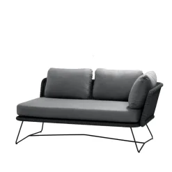 Hot Cane-line Horizon modular sofa, Natté -left-black frame Grey