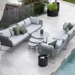 Hot Cane-line Horizon modular sofa, Natté -left-black frame Grey