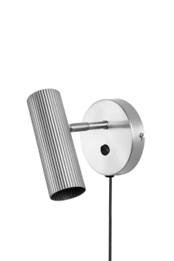 Clearance Globen Lighting Hubble wall lamp, Brushed steel Silver-coloured