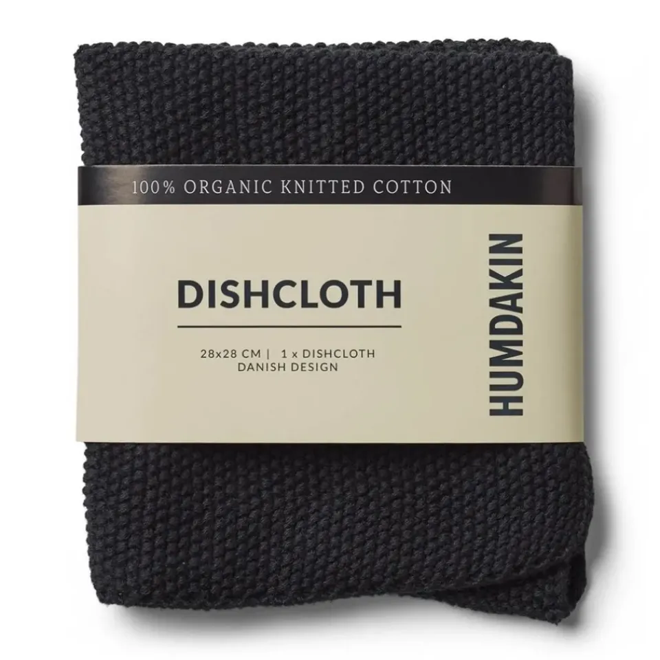 Humdakin Knitted dishcloth 28x28 cm, Coal Black