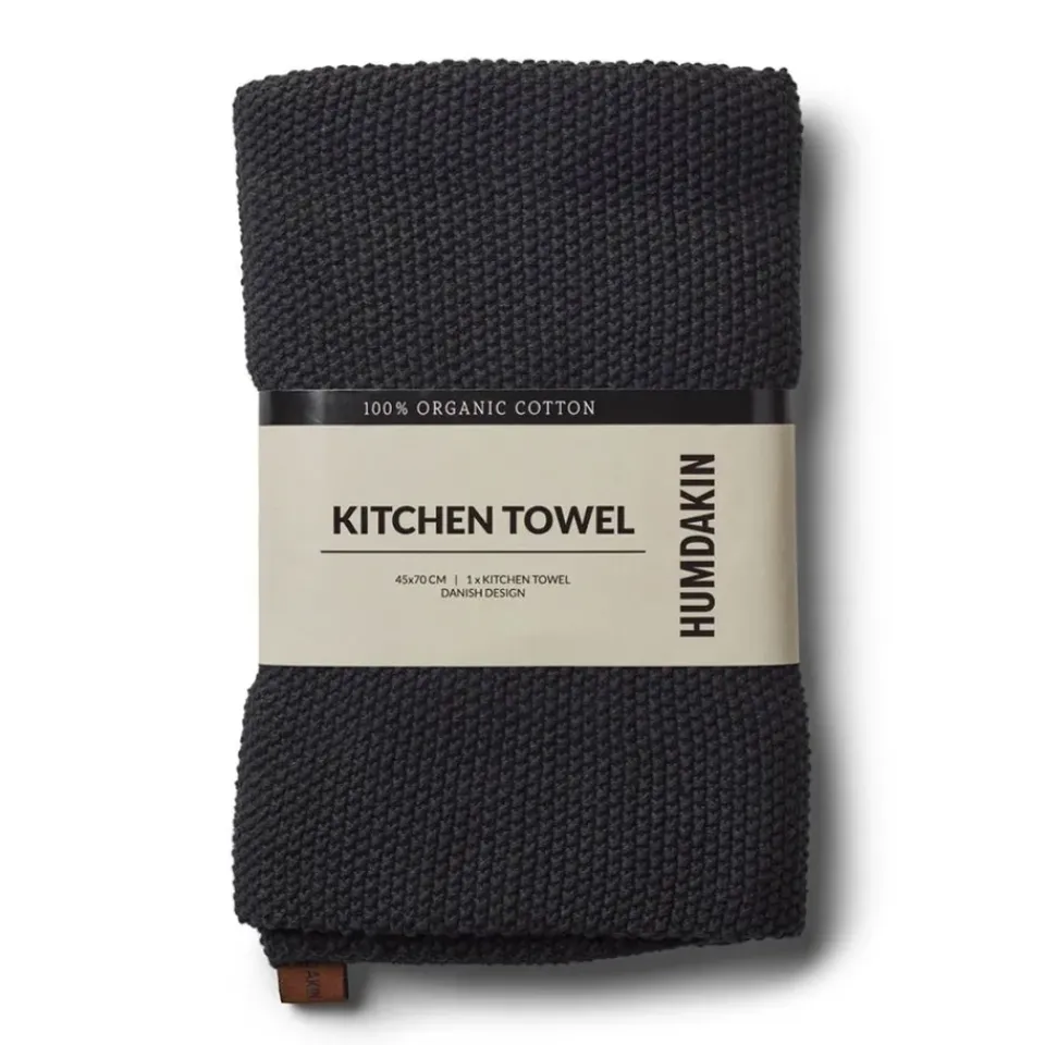 Outlet Humdakin Knitted kitchen towel 45x70 cm, Coal Black