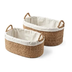 Laundry Baskets^Humdakin laundry basket low 2 parts, Braided Beige