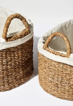 Laundry Baskets^Humdakin laundry basket low 2 parts, Braided Beige