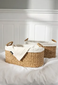 Laundry Baskets^Humdakin laundry basket low 2 parts, Braided Beige