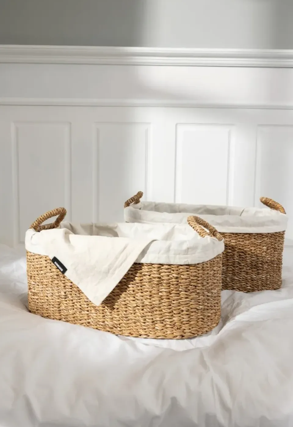 Laundry Baskets^Humdakin laundry basket low 2 parts, Braided Beige