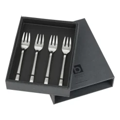 Hot Broste Copenhagen Hune cake fork 4-pack, Brushed satin Silver-coloured