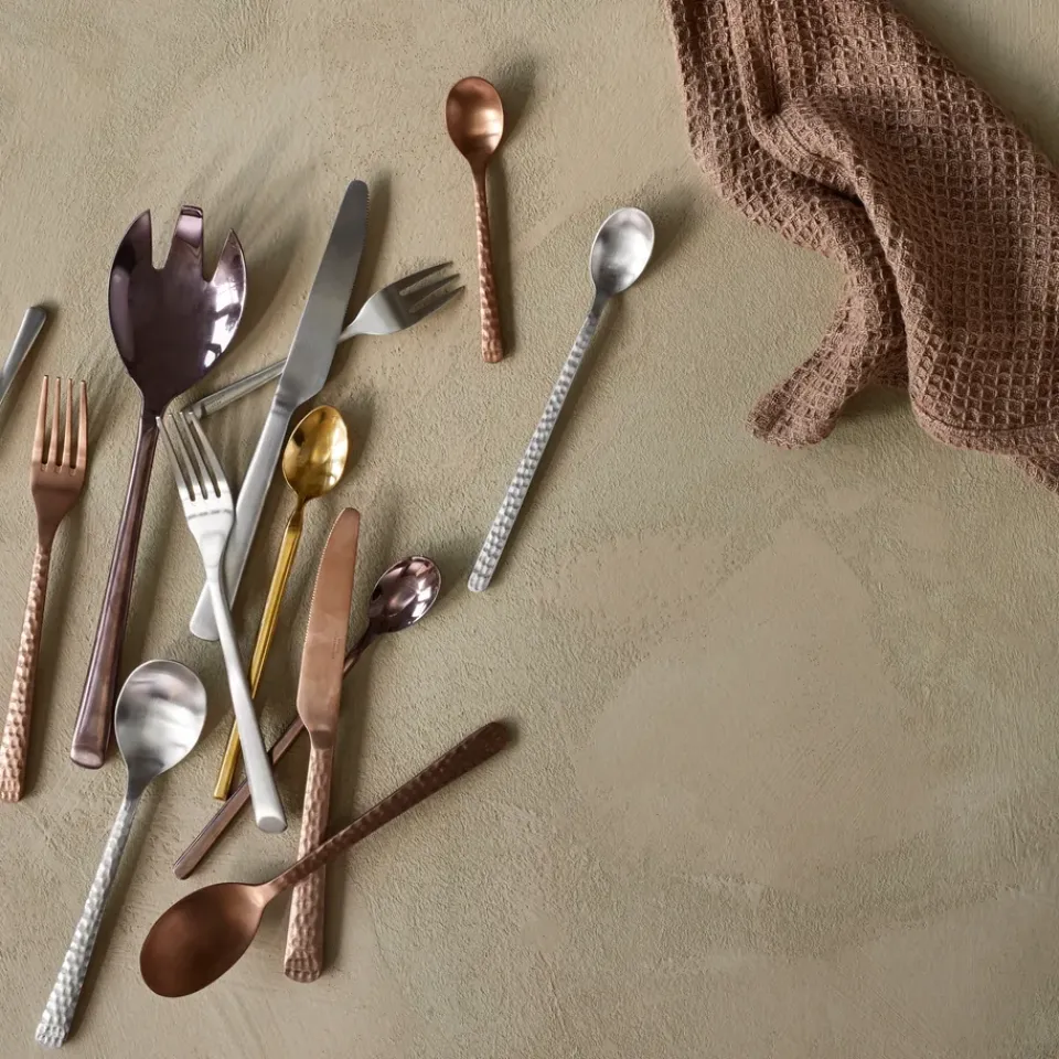 Table Cutlery^Broste Copenhagen Hune fork, copper hammered Gold-coloured