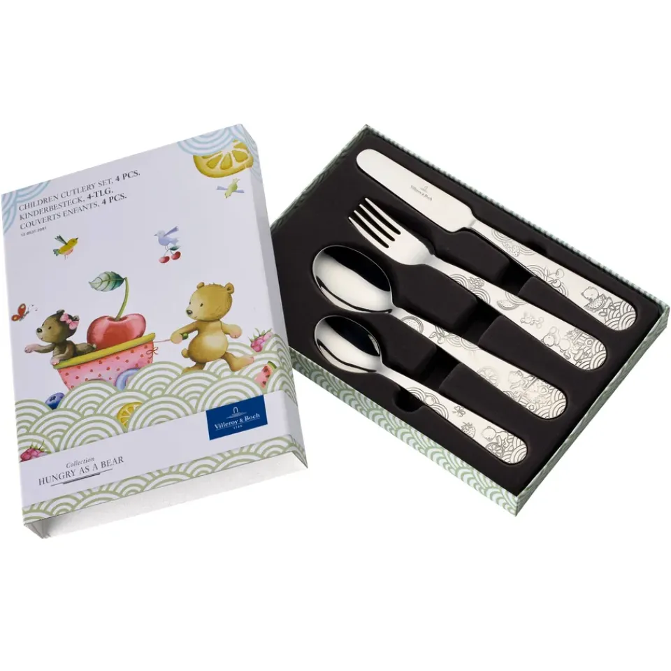 Children's Cutlery^Villeroy & Boch Hungry as a Bear children's cutlery 4 pieces, Stainless steel Silver-coloured