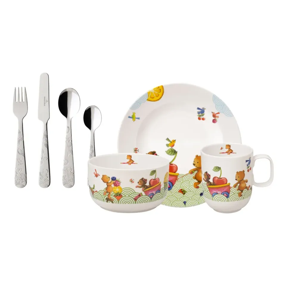 Villeroy & Boch Hungry as a Bear children's dinnerware and cutlery, 7 pieces Multi