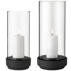 Tea Light Holders, Lanterns & Candle Dishes^Stelton Hurricane lantern black, Small Brown