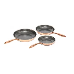 Sale Hâws Santo frying pan set hybrid coating 3-piece, Rose Gold OrangeSilver-colouredBlack