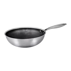 Woks^Hâws Santo hybrid coating wok pan 28 cm, Stainless steel Silver-coloured