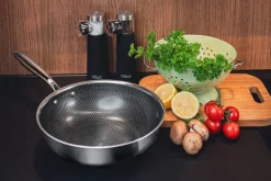 Woks^Hâws Santo hybrid coating wok pan 28 cm, Stainless steel Silver-coloured