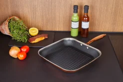 Discount Hâws Santo hybrid coating grill pan 28 cm, Rose Gold OrangeSilver-colouredBlack