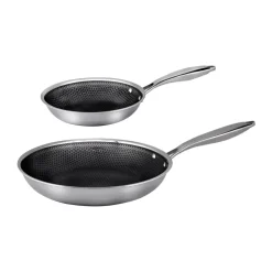 Saucepan Sets|Frying Pans & Skillets^Hâws Santo hybrid coating frying pan set 2 pieces, Stainless steel Silver-coloured