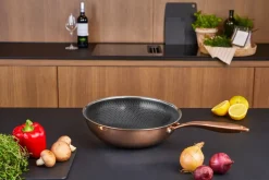 Woks^Hâws Santo wok pan hybrid coating Ø28 cm, Rose Gold OrangeSilver-colouredBlack