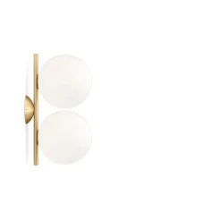 New Flos IC lights C/W1 Double wall lamp, Brushed brass, opal Gold-coloured