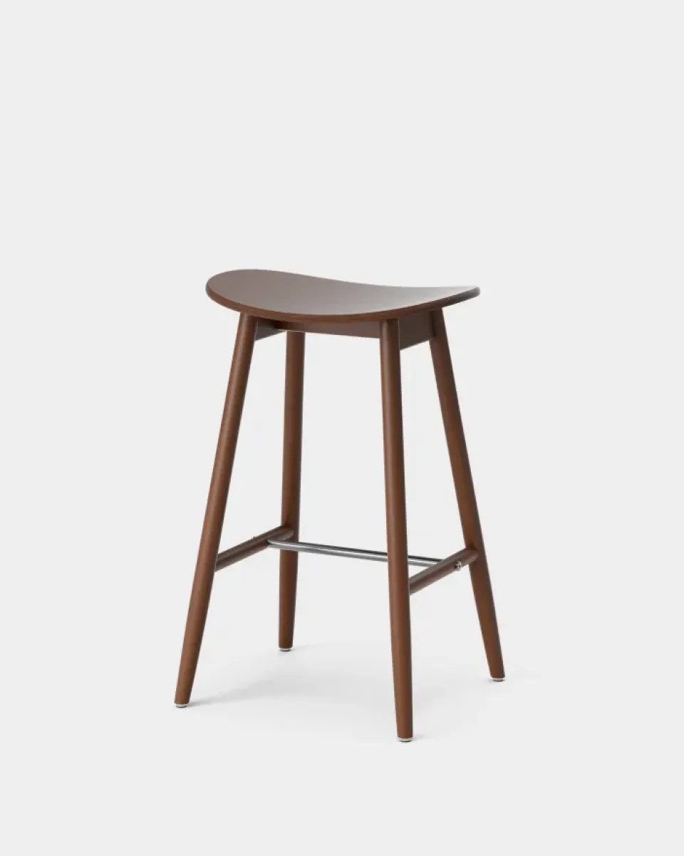 Bar Stools^Massproductions Icha barstool 65 cm, Walnut stained beech Brown