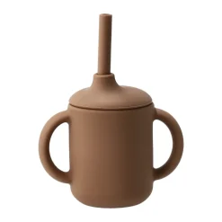 Children's Mugs|Coffee Cups^Scandi Living Idun mug with silicone straw 120 ml, Hazel Brown