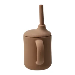Children's Mugs|Coffee Cups^Scandi Living Idun mug with silicone straw 120 ml, Hazel Brown