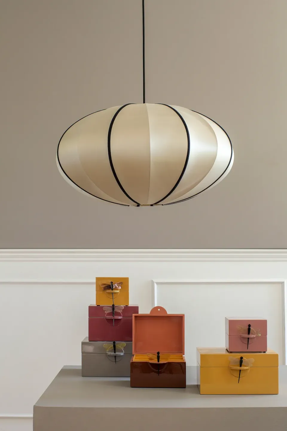 Lampshades^Oi Soi Oi Indochina Classic Pumpkin lamp shade, Kit-black Beige