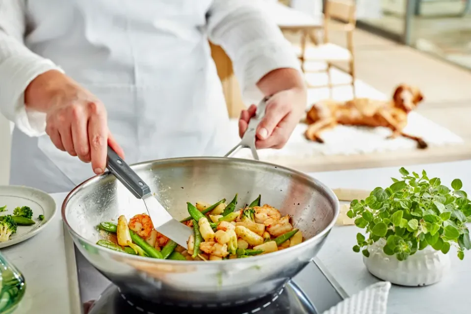 Best Demeyere Industry 5 wok frying pan stainless steel 5-ply, Ø30 cm Silver-coloured