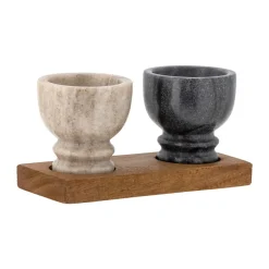 Discount Bloomingville Inesa salt & pepper cellar set, Marble-Mango wood BrownWhiteBlack