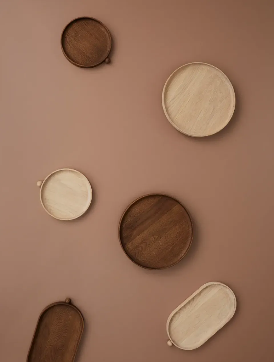 Trays^OYOY Inka wooden tray round Ø30 cm, Nature Brown