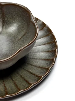 Breakfast Bowls^Serax Inku ridged bowl M 11 cm, Green